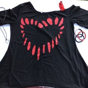 Black and red off the shoulder top w/strap 3X EUC